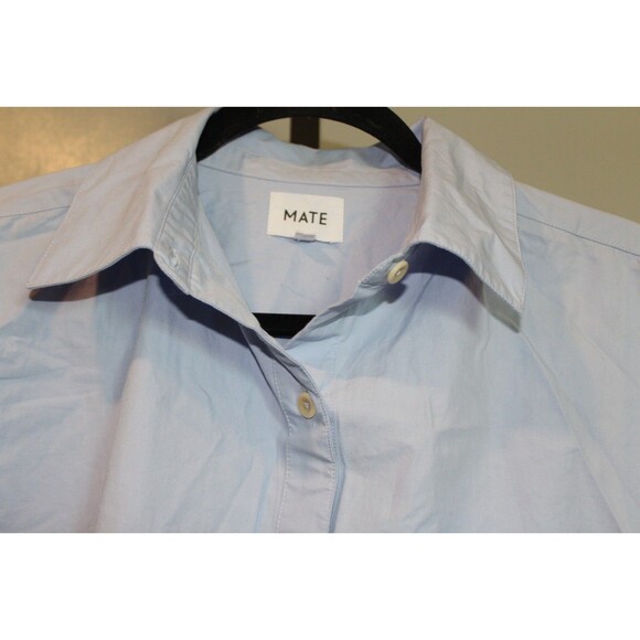 MATE THE LABEL 100% Organic Cotton Poplin Button Down Shirt Long Sleeve S BLUE - Picture 5 of 6